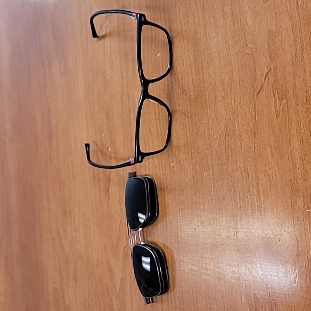 Black zenni prescription glasses with 3 sets of magnet sunglasses